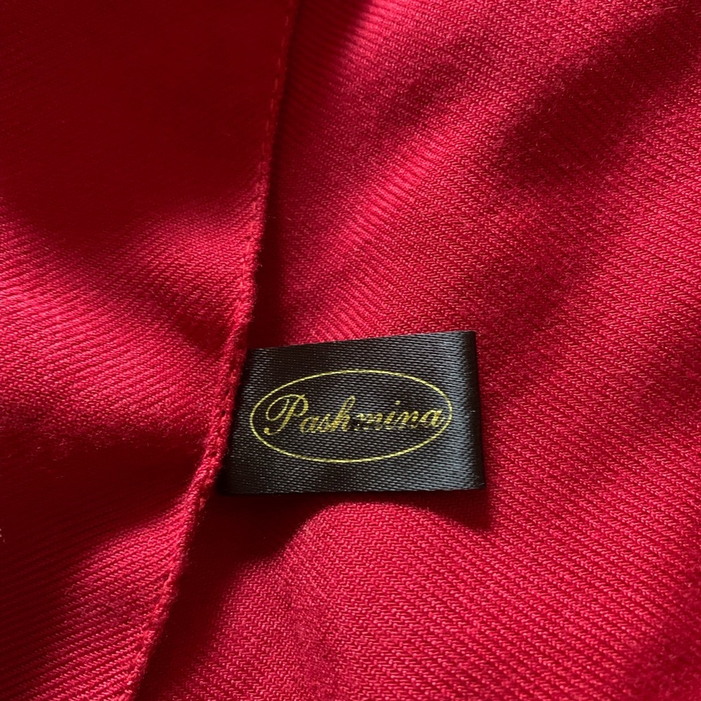 Ruby Red Pashmina, Made In Italy - Picture 2 of 5